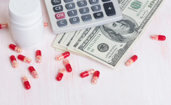 Expensive medicine. pills and money