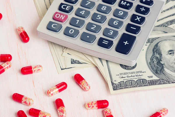 Pills, Money and calculator