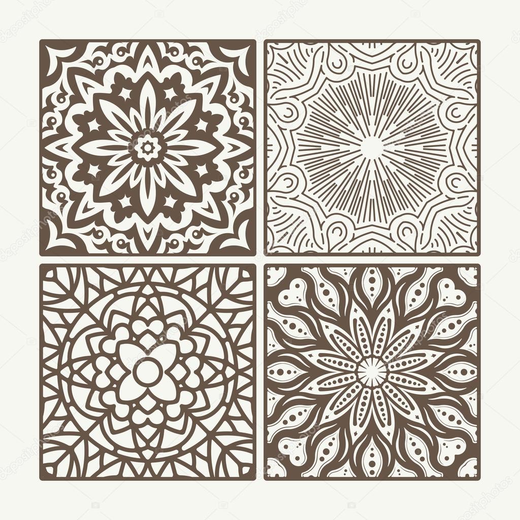 set of 4 square lace floral vintage designs stock vector set of 4 square lace floral vintage designs stock vector