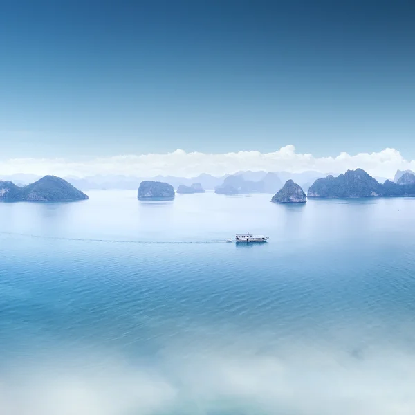 Blue water and sky aerial view panorama