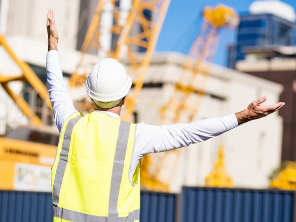 Engineer builder at construction site