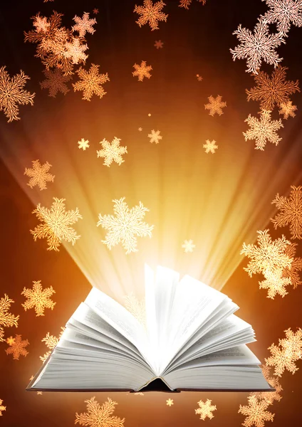 Christmas background with magic book