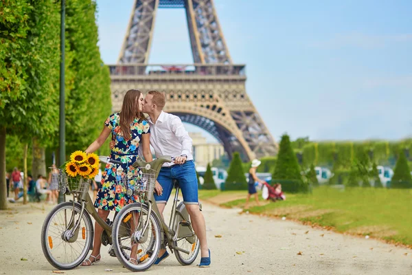 Romantic couple in Paris on a summer day