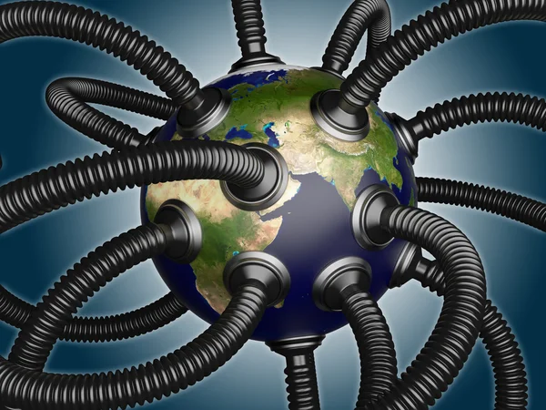 附加到地球上的天然气和石油管道 - 图库照片A