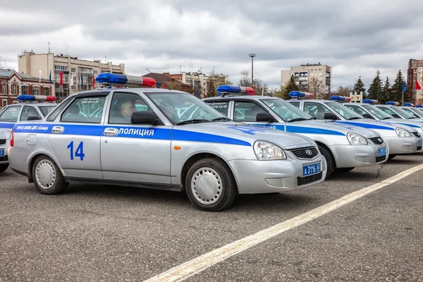 Russian patrol cars of the State Automobile Inspectorate on the