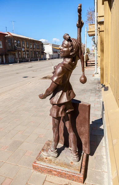 Bronze monument fairy-tale characters - Buratino near the museum Aleksei Tolstoi