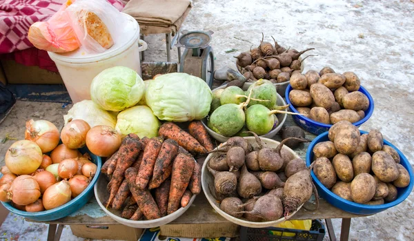 Raw vegetables ready for sale at the local street market in Sama