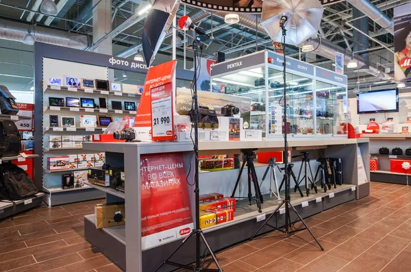 Interior of the electronics shop M-Video in Samara, Russia