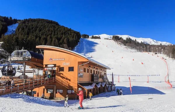 Meribel Ski Resort, Meribel Village Center (1450 m). Lower Saulire Express lift station.  Sport track. France
