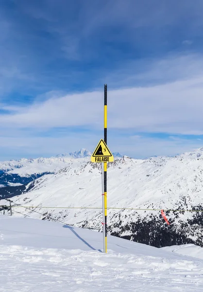 Danger sign. Ski resort  Val Thorens. France