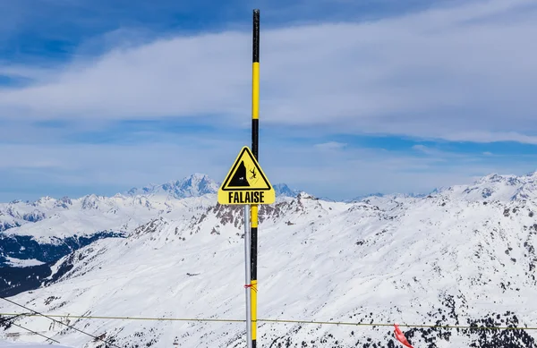 Danger sign. Ski resort  Val Thorens. France