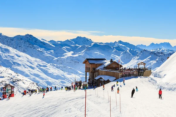 View of snow covered Courchevel slope in French Alps.