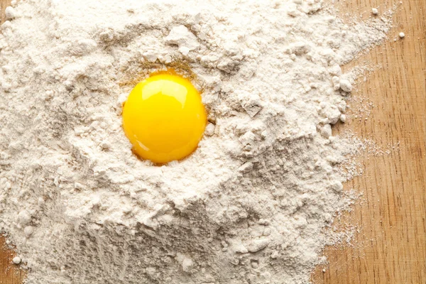 Egg yolk on buckwheat flour.