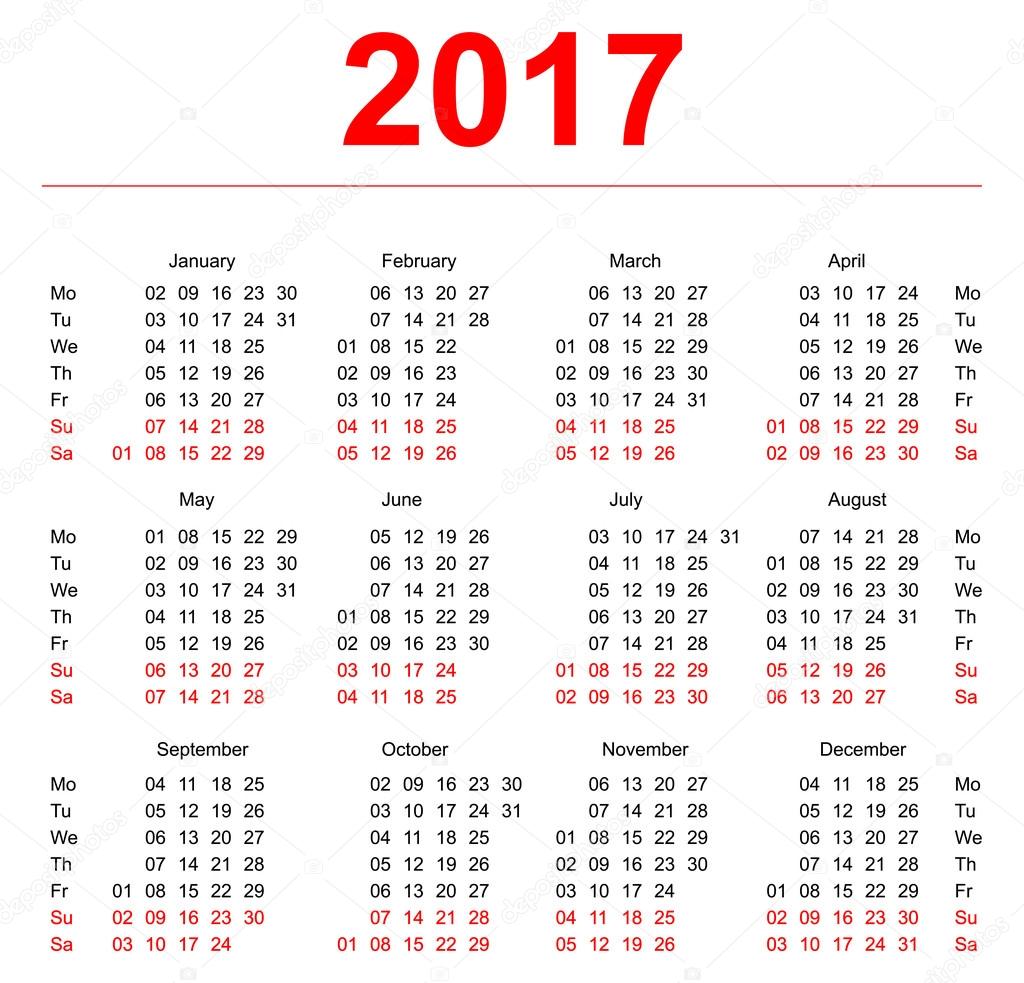 2017 Kalendervorlage 2017 Kalendervorlage