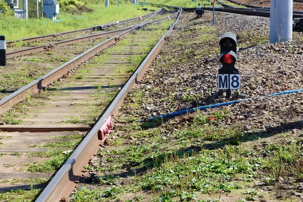 Red light on railway track