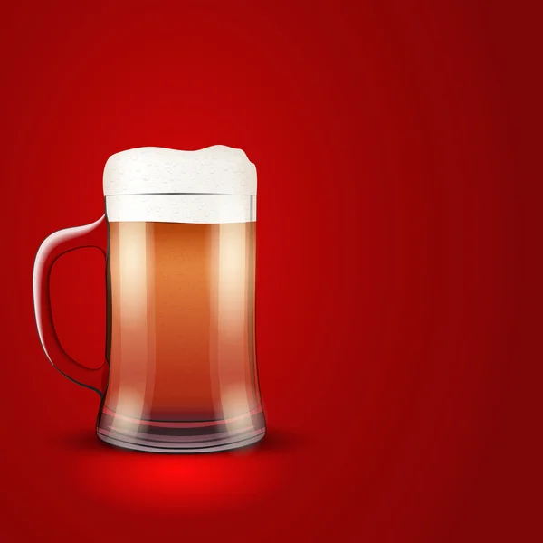 Illustration beer and mug on red background