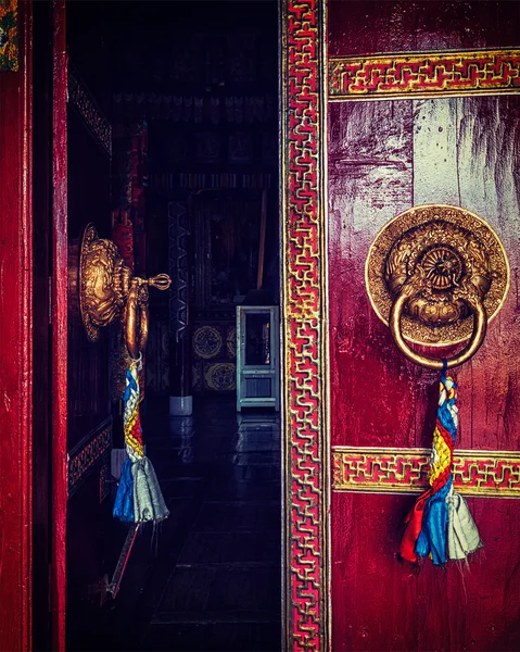 Open door of Spituk monastery. Ladakh, India