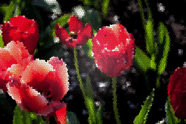 Spring red tulips flowers