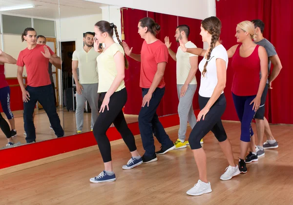 Dancers training in dancing school