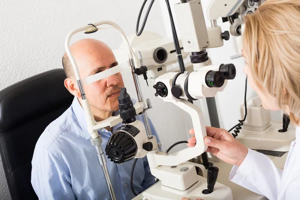 Checking eyesight in clinic