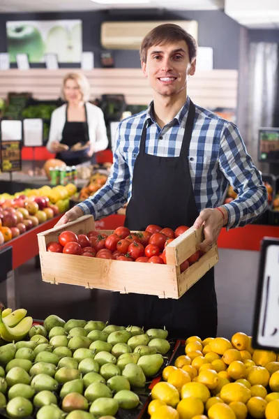 Sellers with fruits and veggies