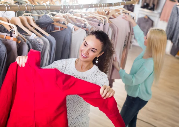 Young women at the apparel store