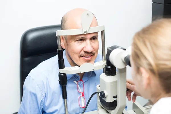 Eye examination at clinic