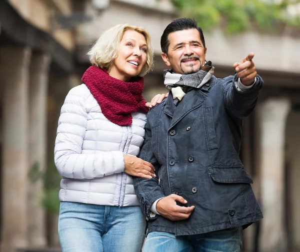 Couple walking in city