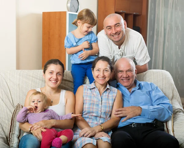Joyful multigeneration family in home