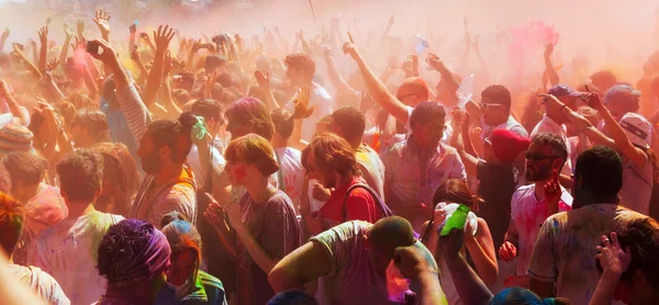 People at Festival of colors Holi Barcelona