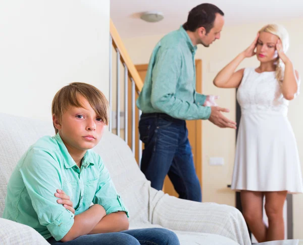 Son suffering of parents argue