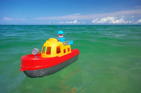 Toy ship boat and sea wave.