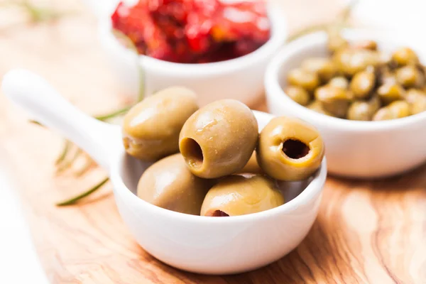 Marinated olives close up