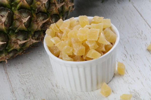 Dried pineapple in the bowl