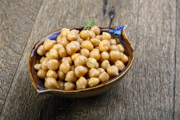 Canned chickpeas in the bowl