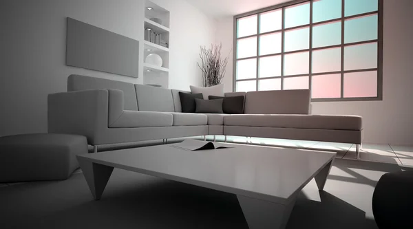 Modern interior living room design. Sunrise