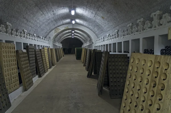 The tunnel at the factory of sparkling wines.