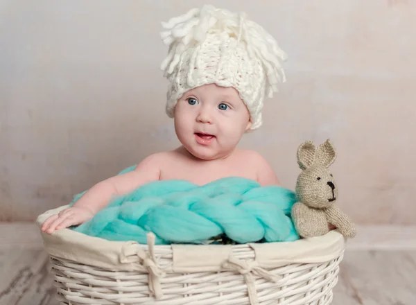 坐在篮子里的搞笑小宝宝 - 图库照片tan4ikk#1