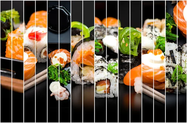 Collage of photos of sushi