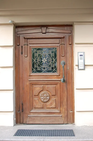 Old oak door, wooden carved door