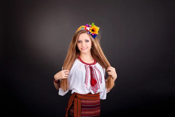 Woman wearing Ukrainian national dress