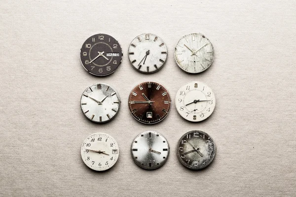Nine clock dials