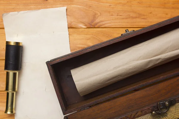Scroll and telescope in the old box