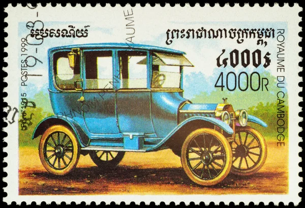 Old car Ford (1915) on postage stamp