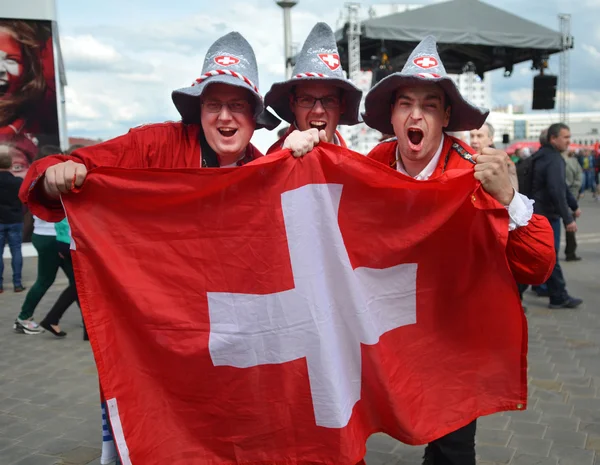 MINSK, BELARUS - MAY, 2014: people support their hockey teams at the 2014 IIHF World Championship