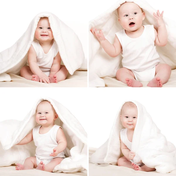 Collage wonderful baby on a white background