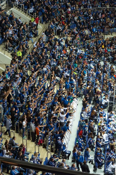 Fans of the hockey club Dynamo Moscow. KHL. Russia