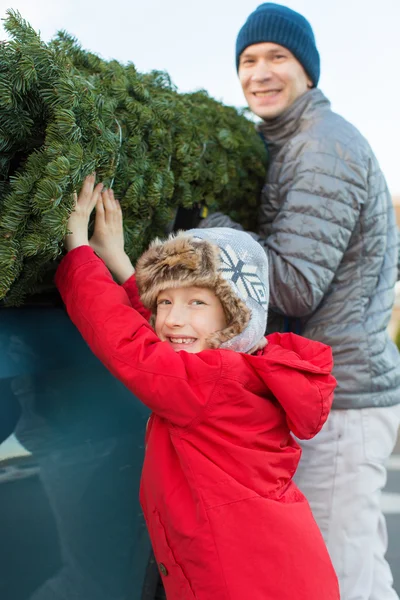 Family buying christmas tree