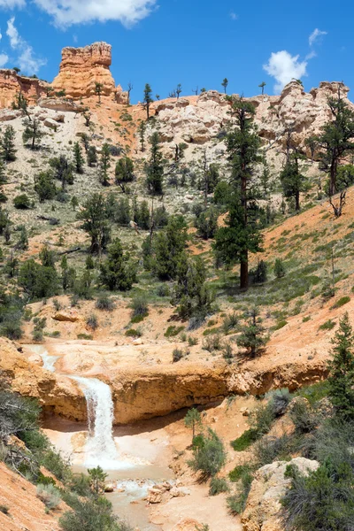 Waterfall and red rocks