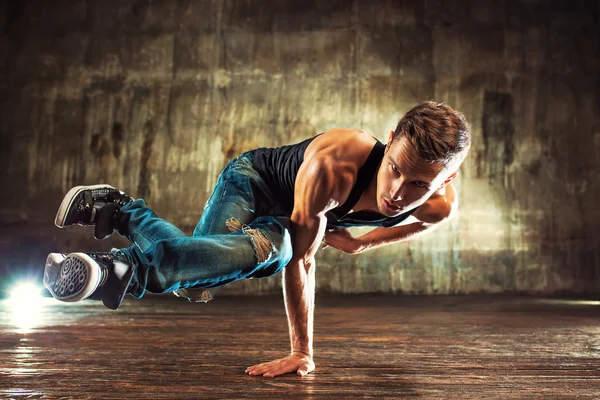 Young man break dancing